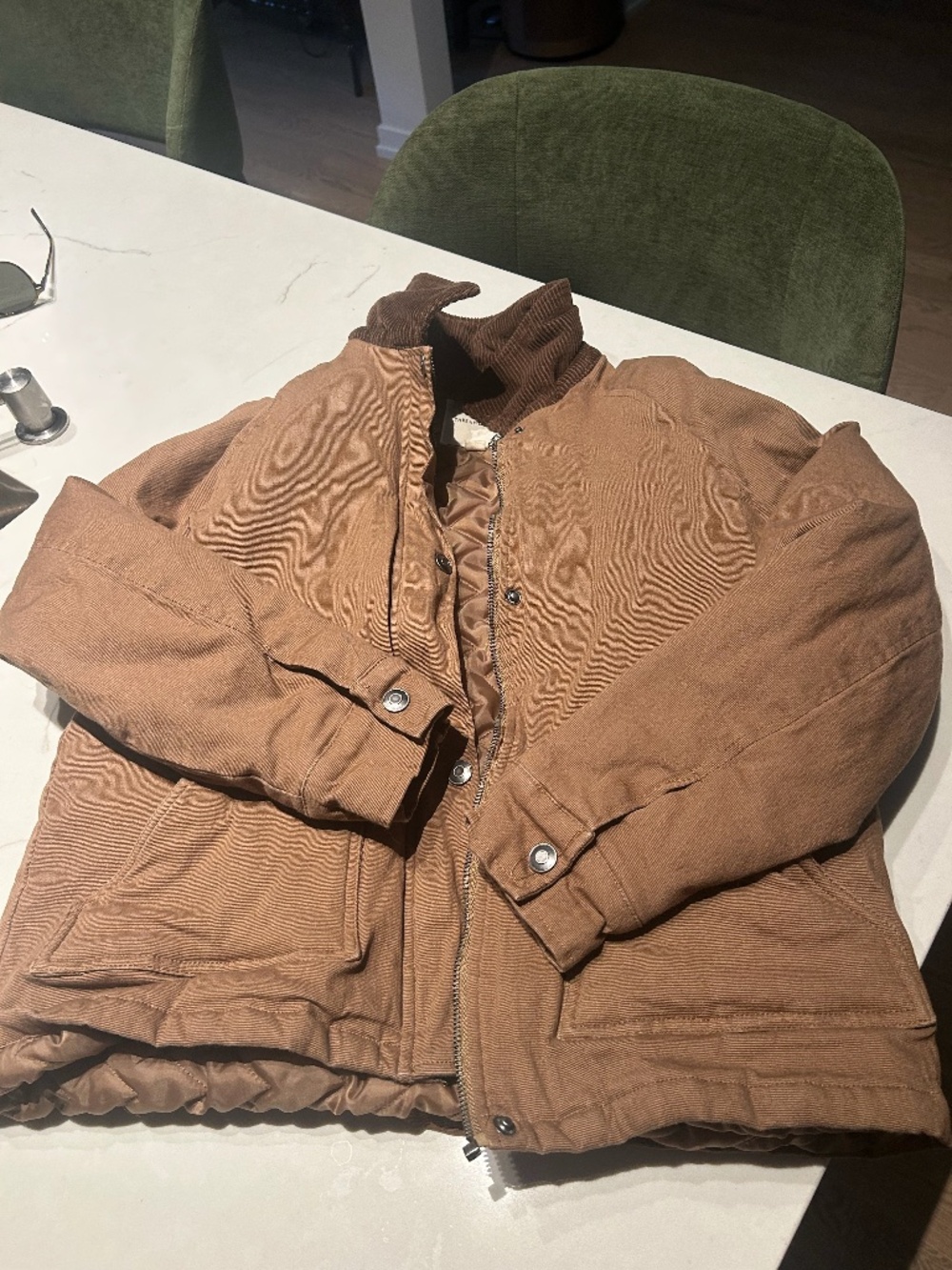 Thread & Supply Brown Quilted Utility Jacket Size Small